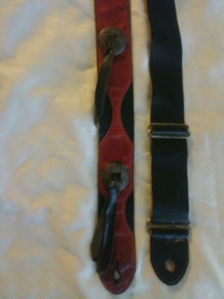 Vintage Red & Black Snakeskin & Leather Guitar Strap W Tassles