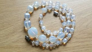 Czech Vintage Art Deco Moonstone Bead Necklace