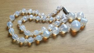 Czech Vintage Art Deco Moonstone Bead Necklace 2