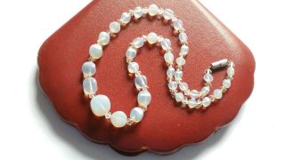 Czech Vintage Art Deco Moonstone Bead Necklace 8