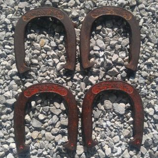 Double Ringer Diamond Pitching Horseshoes 2 1/2 Lbs Deluth Mn Usa Vtg Set Of 4