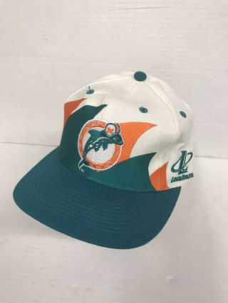 Rare Vintage Miami Dolphins Nfl Logo Athletics Double Sharktooth Snapback Hat