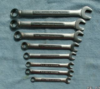 Vintage 8 Pc Sae Craftsman Va Series 12 Pt Combo Wrench Set