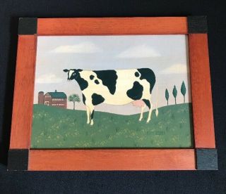 Vintage Fayre Cooper Framed Folk Art Print Cow Barn 12 1/4” X 15 1/4”