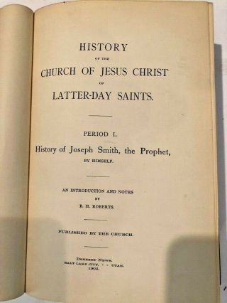 History of the Church; Joseph Smith,  LDS Mormon,  B.  H.  Roberts,  leather 4