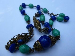 Vintage Art Deco Czech Neiger Peking Glass Necklace 7