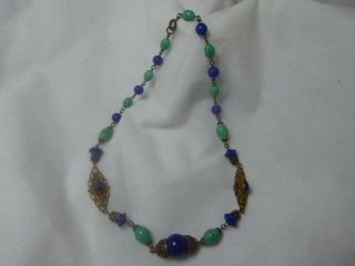 Vintage Art Deco Czech Neiger Peking Glass Necklace 8