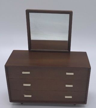 Vtg Mattel Modern Mid - Century Doll Furniture Dresser & Mirror 808 W/orig Box
