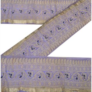 Sanskriti Vintage Purple Sari Border Woven Brocade Indian Craft Trim Sewing Lace
