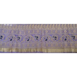 Sanskriti Vintage Purple Sari Border Woven Brocade Indian Craft Trim Sewing Lace 3