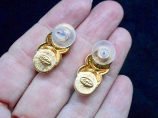 Authentic Vintage Gold Tone Napier Faux Pearl Pierced Earrings 4