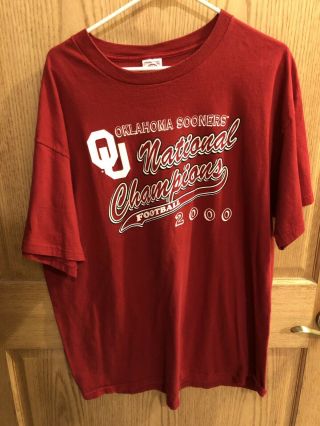 Vintage Oklahoma University Ou Sooners 2000 National Champs Tshirt Xl All Cotton