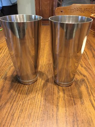 2 Stainless Steel Mixer Cups For Milk Shake Mixer Vintage Collectable