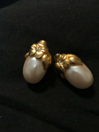Vintage Givenchy Clip On Earrings.  Faux Pearls.