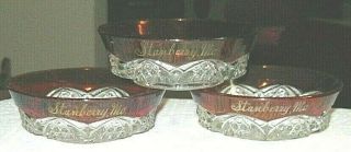 3 Vintage Stanberry,  Mo.  Missouri Souvenir Ruby Red Flash Berry / Desert Bowls