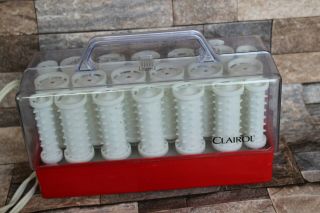 Vintage Clairol Hot Rollers Curlers Wax Core Style Setter Red Case