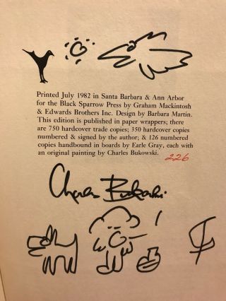 Charles Bukowski - SIGNED/W 5 Drawings - Ham On Rye 1st Printing HC - 1982 4