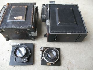 TWO Graflex 4x5 Speed,  Crown Graphic,  3 Lens Optar Zeiss Tessar,  Accs NoResrv 12