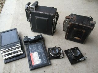 TWO Graflex 4x5 Speed,  Crown Graphic,  3 Lens Optar Zeiss Tessar,  Accs NoResrv 2