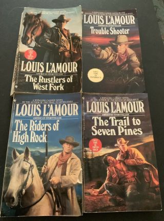 Vtg Louis L’amour Set Of 4 Hopalong Cassidy Novels - Paperback Version
