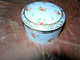 Vintage Hand Painted Nippon Porcelain Round Pill Box With Lid