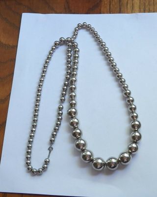 Vtg Sterling Silver Hand Made Navajo Pearls Beads Necklace