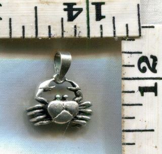 Vintage Sterling Bracelet Charm A Crab With Small Pendant Bail Just $9.  99