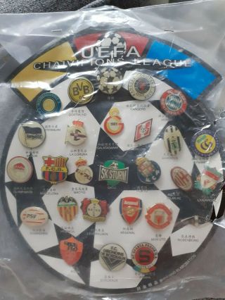 Uefa Champions League Vintage Badge Set 1999 - 2000 Rangers Arsenal Liverpool