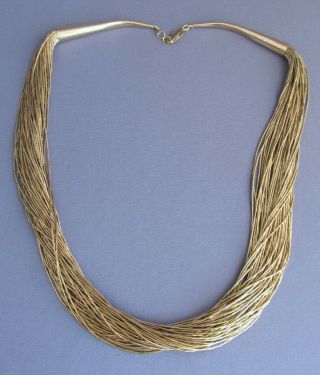 Vintage Old Pawn Gold Wash Liquid Silver Sterling Multi Strand 50 Bead Necklace