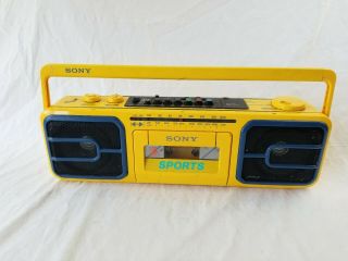 Vintage Sony Sport Yellow Boombox Cfs - 950 Radio Cassette Player