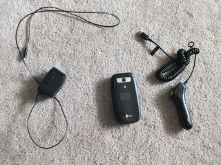Lg B470 Black Flip Phone At&t W/ Battery,  Wall And Car Chargers