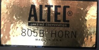 ALTEC 805B 8 - CELL speaker HORNS - PAIR IN w/ THROATS 11