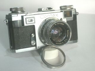 Contax Ii A Rangefinder Camera W Zeiss Opton Sonnar 50mm F2,  Case Fr Parts Only