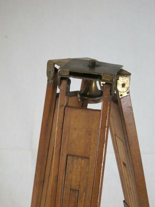 Antique Triple Slide,  Brass & Wood Folding Tripod for Camera,  Telescope or Lamp 3