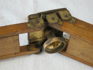 Antique Triple Slide,  Brass & Wood Folding Tripod for Camera,  Telescope or Lamp 7