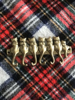Unique Gift For Cat Lady Vintage Brass Cat Wall Hooks Keys Jewelry Cat Lover