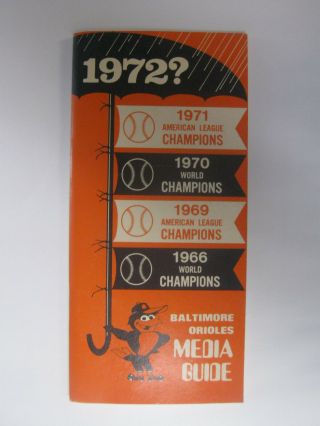 Vintage 1972 Baltimore Orioles Press Media Television Guide Exmt,