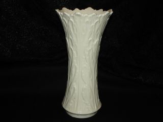 Vintage Lenox Woodland Vase 8.  5 " Tall Ivory Cream Embossed Leaves