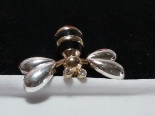 Vintage Gold Articulated Spring Rhinestone Bee Bug Fly Bug Brooch Pin Adorable