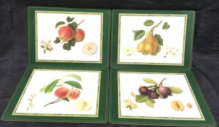 Vintage Pimpernel Hooker Fruits Placemats Set Of 4 (large) Apple Pear Plum Peach