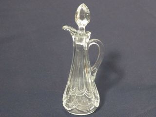 Vintage Fancy Clear Glass 6.  5 " Syrup Vinegar Oil Cruet W/ Stopper Eapg
