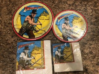 Indiana Jones C.  A.  Reed Paper Plates And Napkins Set Vintage Temple Of Doom