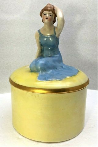 Vintage Fulper Pottery Art Deco Covered Powder - Dresser Jar - Lovely