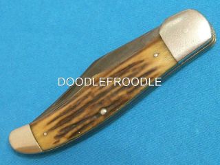 Vintage Kabar Ka - Bar Usa Big 1184 Stag Folding Hunter Bowie Knife Knives Pocket