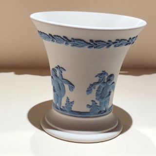 Wedgwood Vintage White/blue Trim Jasperware Vase Marked