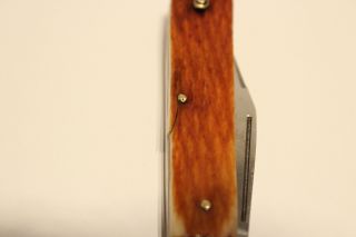 VINTAGE RARE SMALL HAND MADE POCKET KNIFE WITH RELIEF BONE HANDLE 4