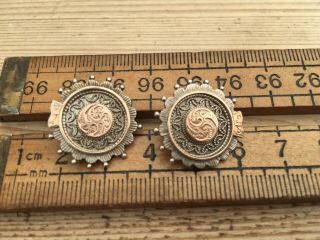 Vintage Silver And Rose Gold Plate Earrings,  Screw Back