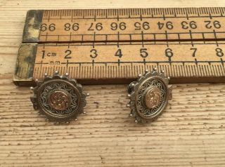 Vintage Silver And Rose Gold Plate Earrings,  Screw Back 3