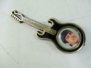 Vintage The Beatles George Harrison Guitar Shaped Pin Band Figural Old