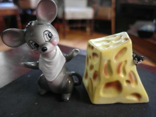 Vintage Mouse With Cheese Salt And Pepper Shakers Adorable Japan Rare